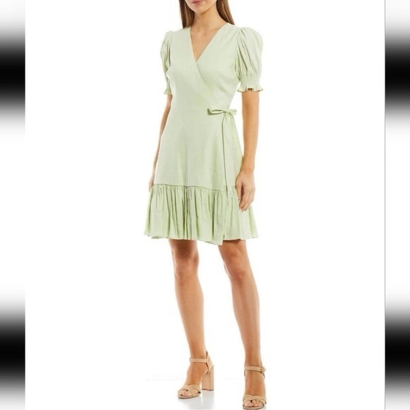 Antonio Melani Cleo Linen Wrap Dress in Honeydew Size 8 BNWT - Picture 1 of 4